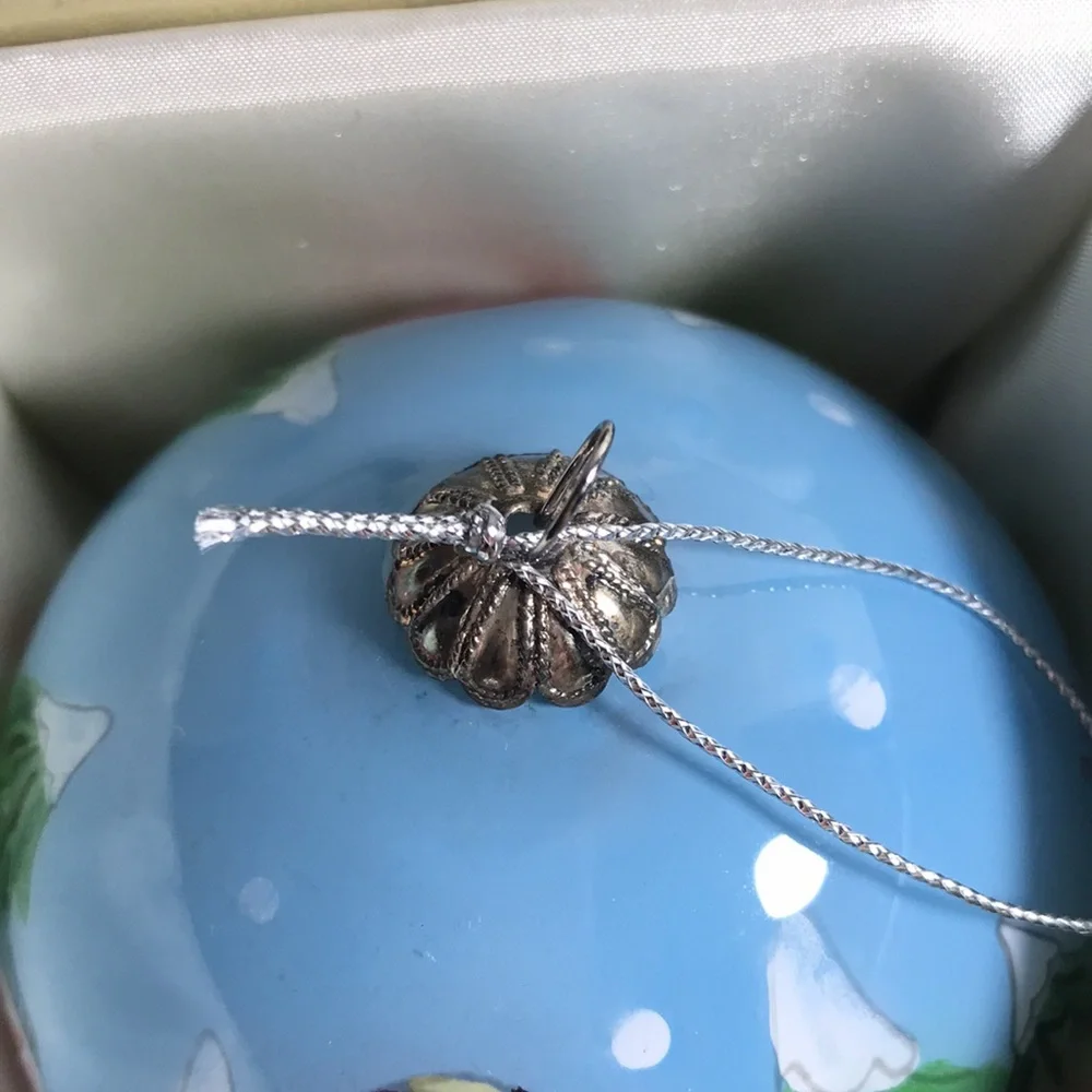 Pier 1 Li Bien Inside Painting Hand Painted Holiday Ornament & Box One of a Kind